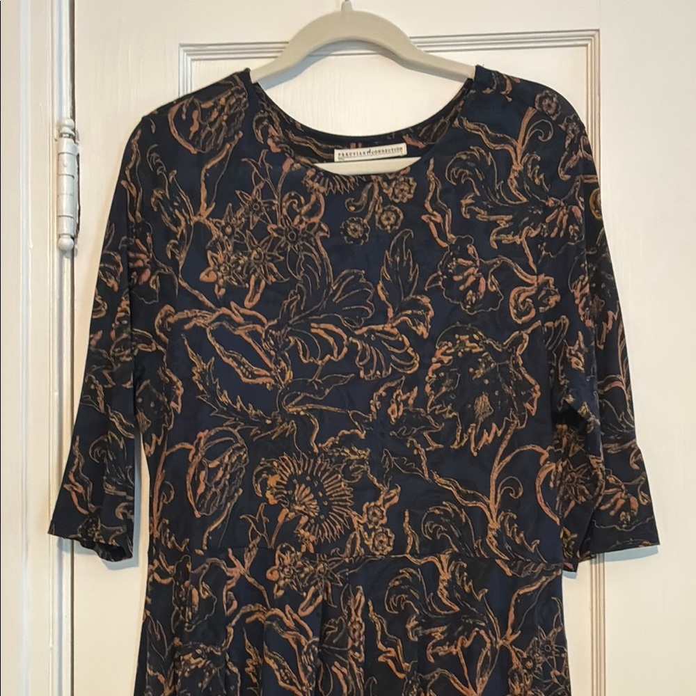 Peruvian Connection Navy and Copper Patterned Garment
